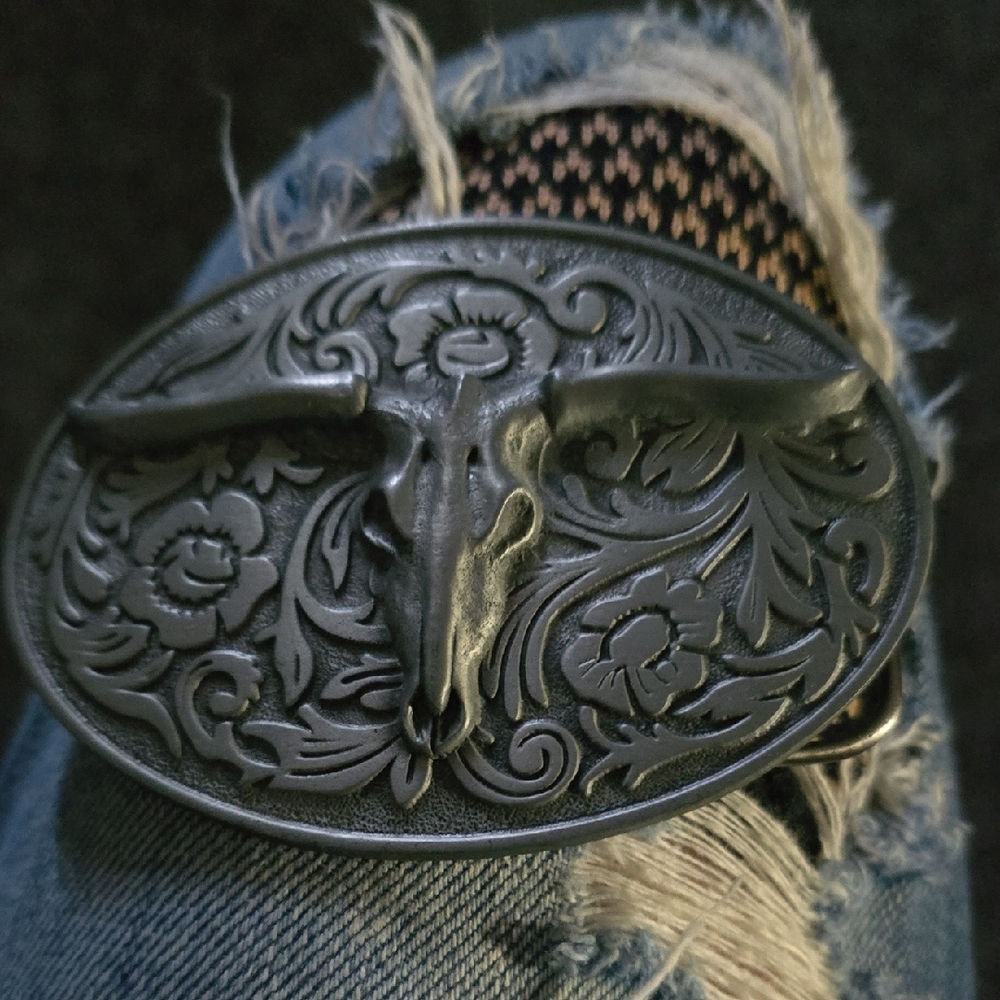 Western Bull Skull Belt Buckle